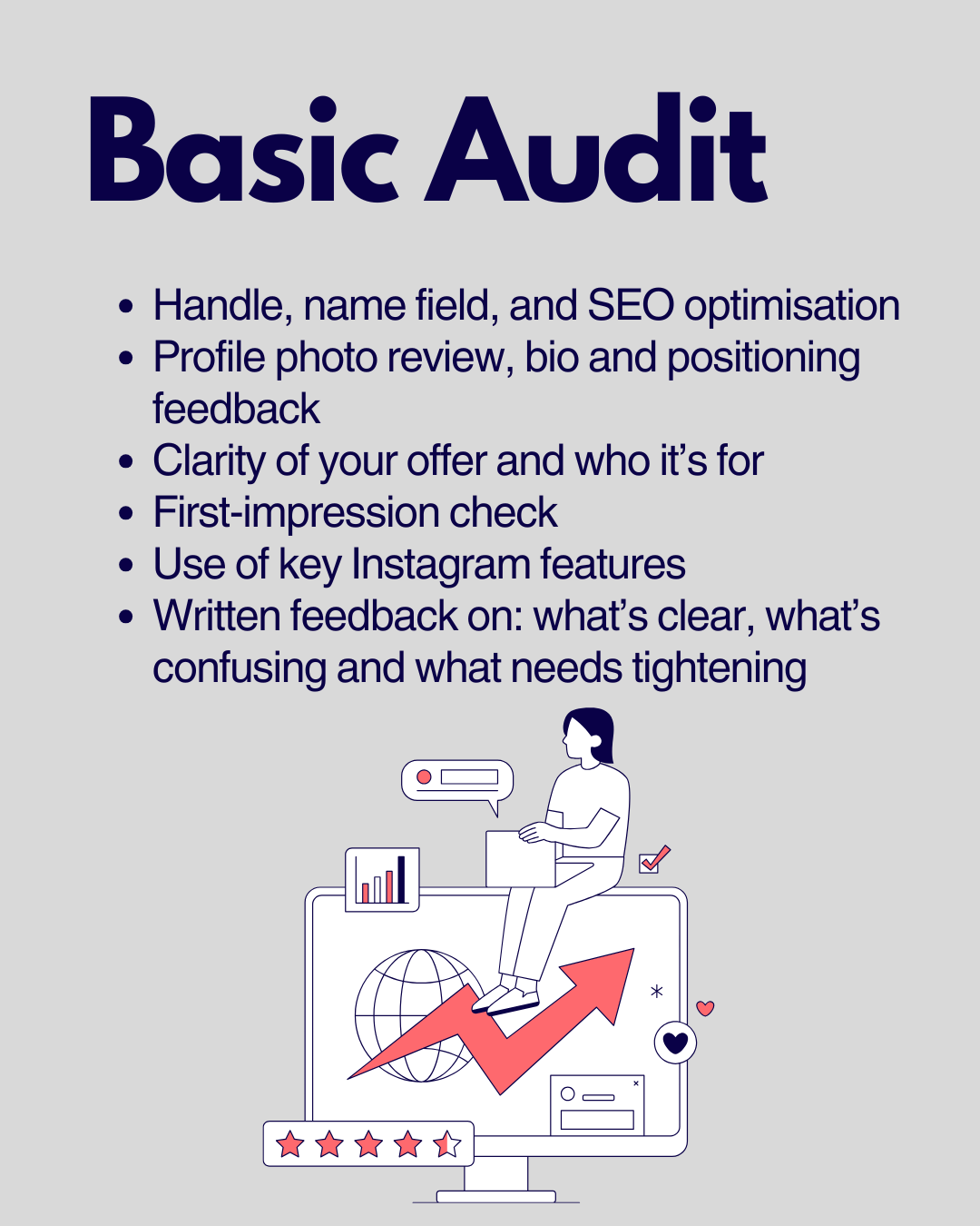 Instagram Audit: Strategic guidance on what’s working, what’s missing and what to fix